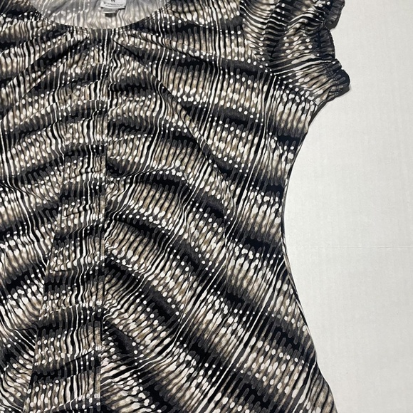 Worthington Blouse Womens 1X Black Multi Abstract Gathered Professional - Picture 3 of 6